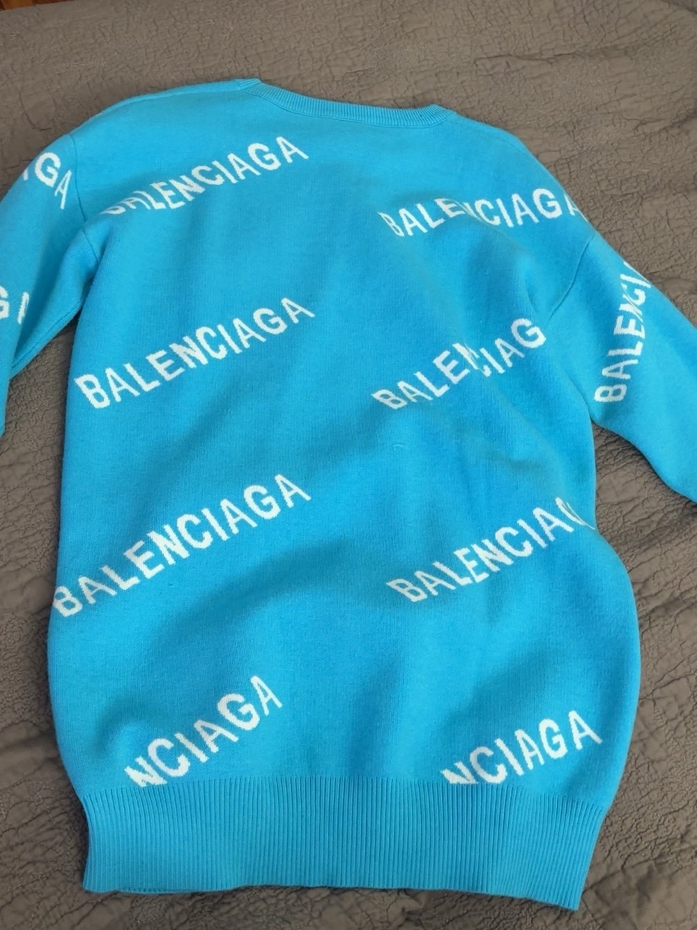 Balenciaga women’s Bright Blue Logo Knit Sweater